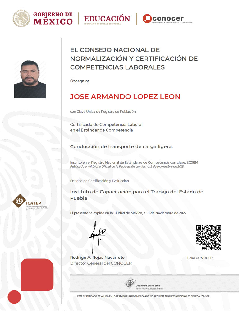 certificado oficial conocer